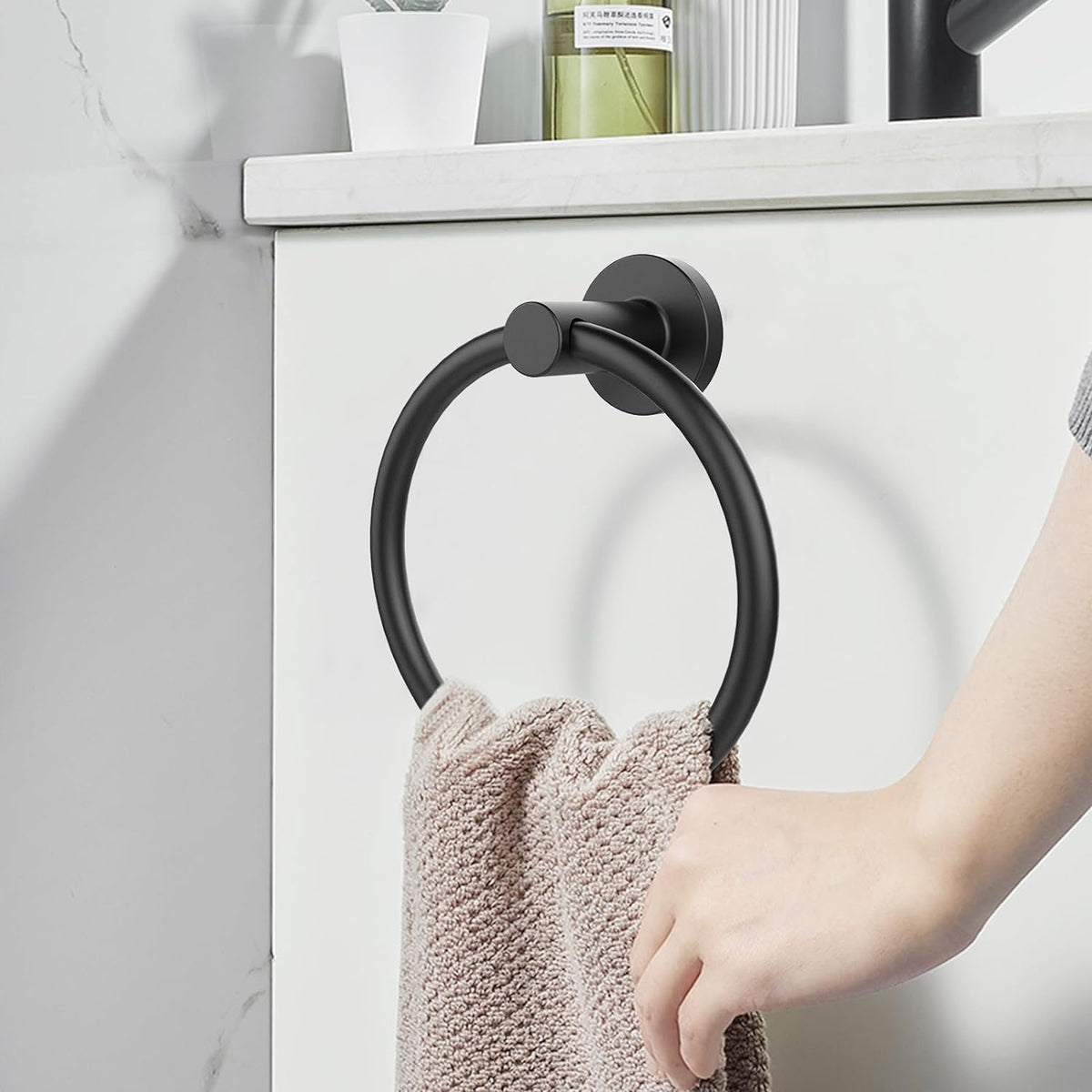 SetSail Towel Holder for Bathroom Wall Matte Black Towel Ring