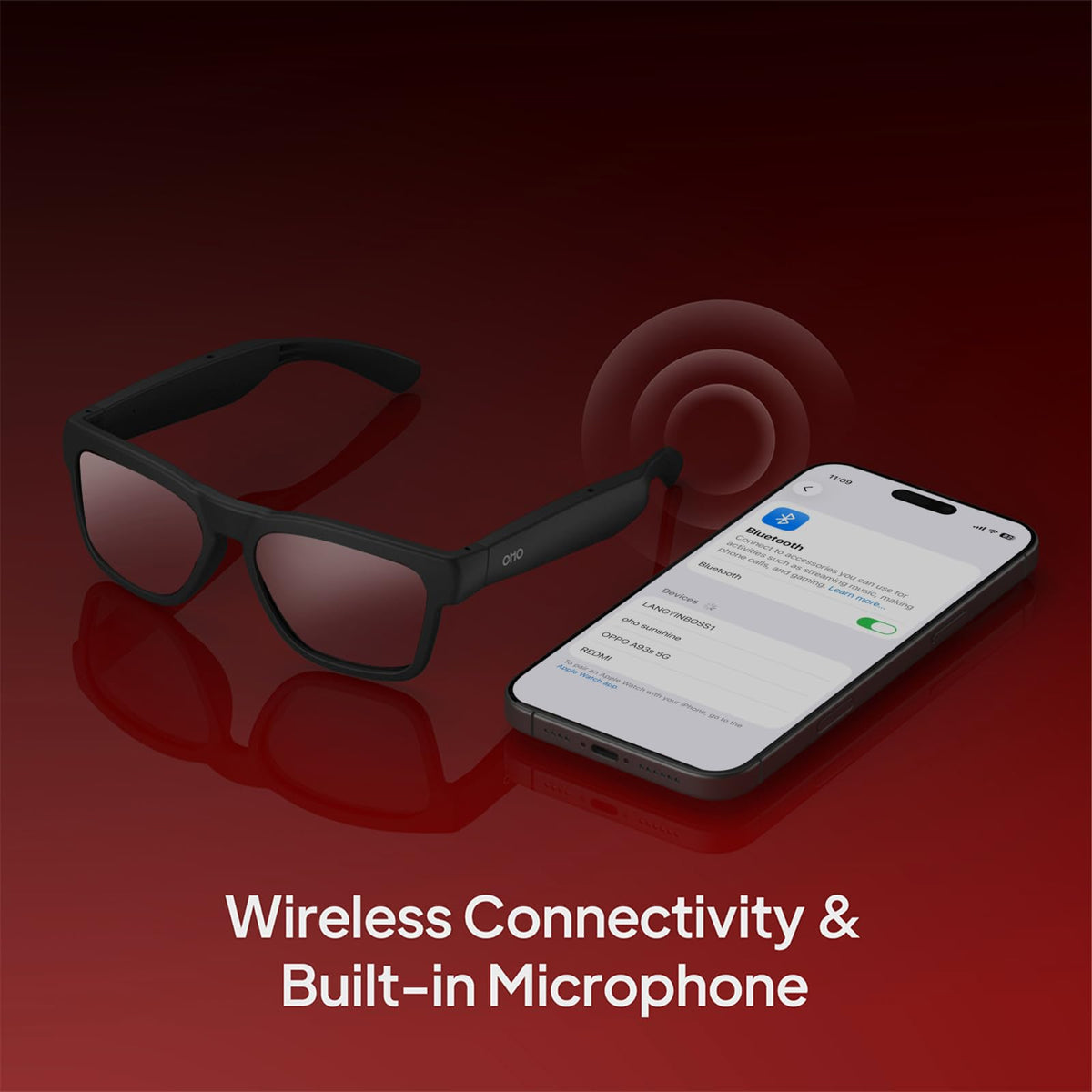 OhO Open Ear Smart Glasses, UV400 Z87.1 Lightweight Bluetooth Sunglasses