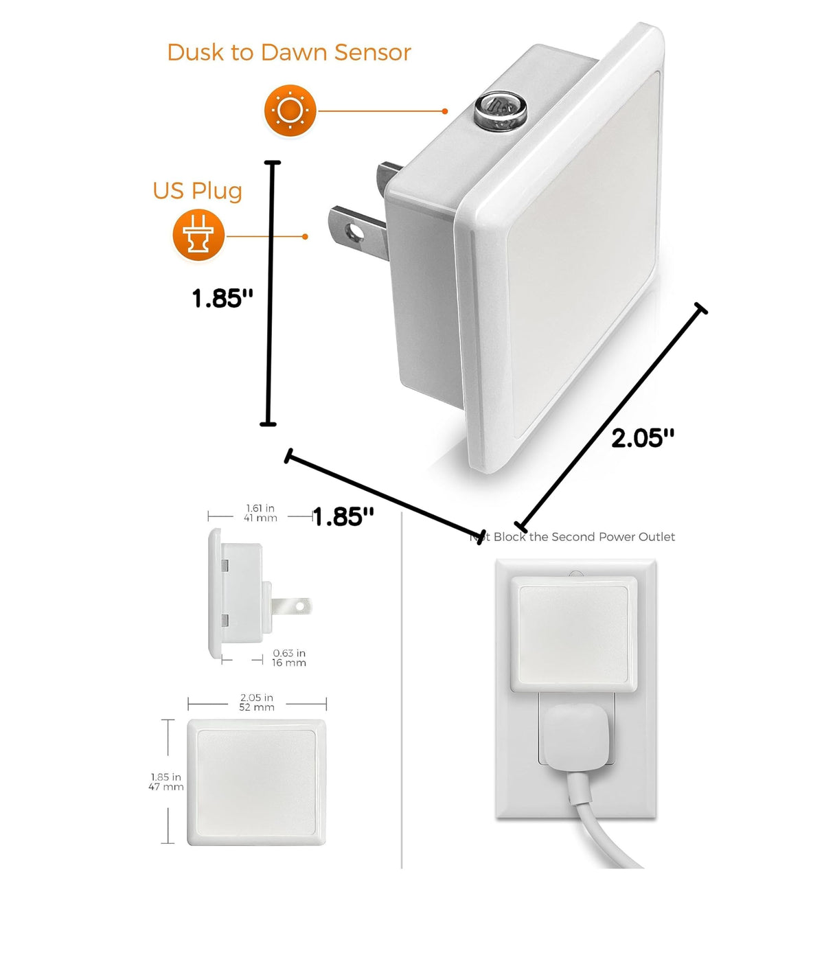 L LOHAS LED Night Lights Plug into Wall 2-Pack, 0.3W Plug in Night Light