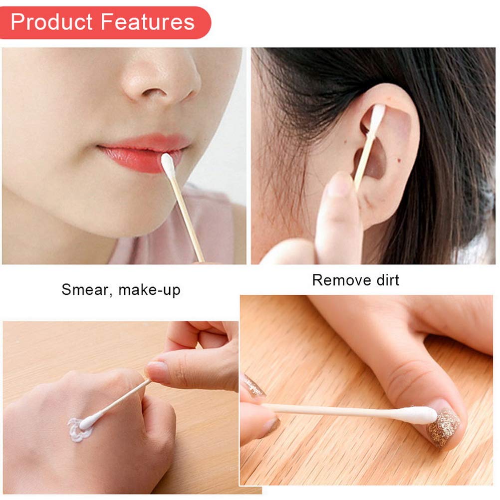 600 pk Bamboo Cotton Buds (6 x 100) by ZHIYE, 100% Biodegradable Cotton Swab with Wooden Handles for Cleaning Ear, Makeup,Keyboard,Wound etc