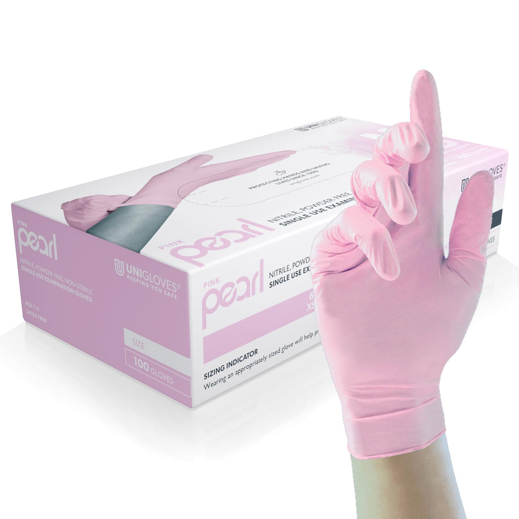 UNIGLOVES Black Pearl Nitrile Examination Gloves - Multipurpose, Powder Free and Latex Free Disposable Gloves - Box of 100 Gloves, Black, Large (GP0034)