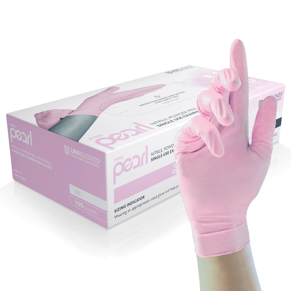 UNIGLOVES Black Pearl Nitrile Examination Gloves - Multipurpose, Powder Free and Latex Free Disposable Gloves - Box of 100 Gloves, Black, Large (GP0034)