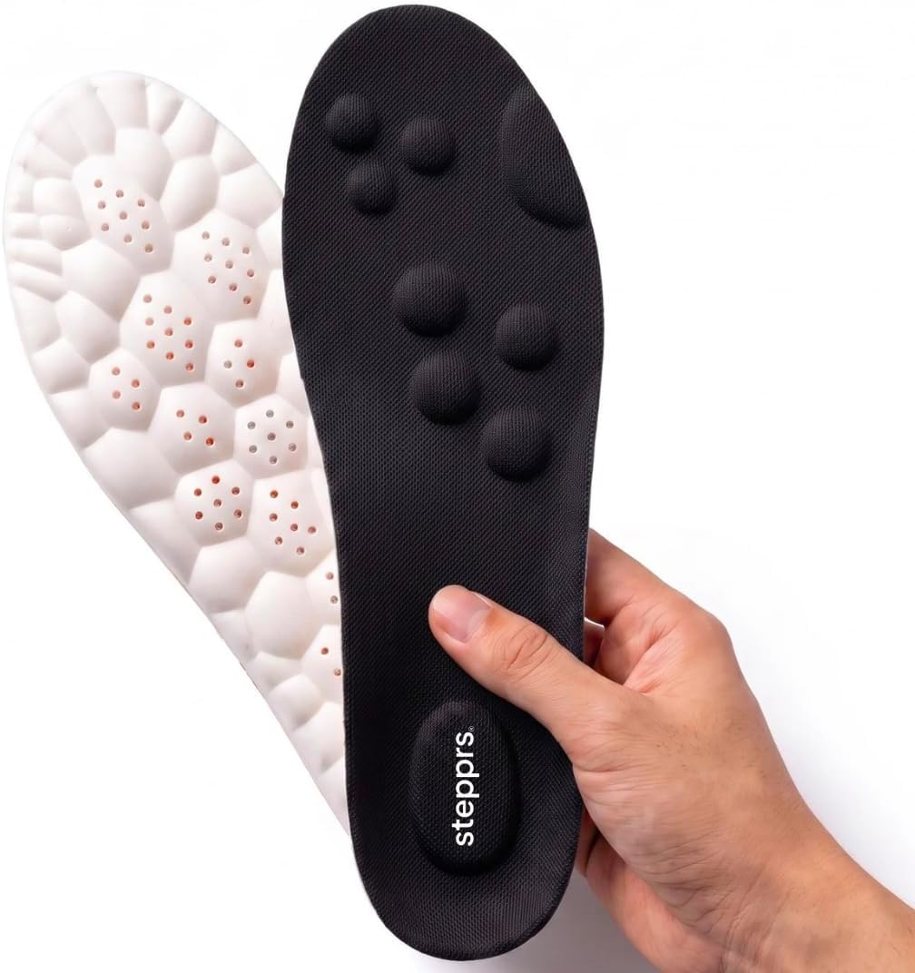 Original Stepprs Comfort Boosting Massage Insoles, 4D Memory Foam Thermal Insoles with Arch Support for Men and Women (Orange, EU 37-38)