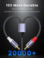 MOSWAG RCA Stereo Cable,2-Male to 2-Male RCA Audio Stereo Cable 10Ft/3M,RCA Cord Auxiliary Audio Cord Nylon Braided for Home Theater, HDTV, Amplifiers, Hi-Fi Systems, Car Audio, Speakers