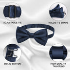 URAQT Men Pre-Tied Solid Satin Bow Tie, Adjustable Formal Bowtie