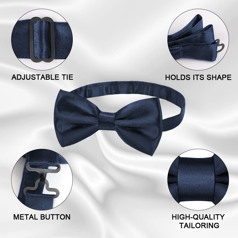 URAQT Men Pre-Tied Solid Satin Bow Tie, Adjustable Formal Bowtie