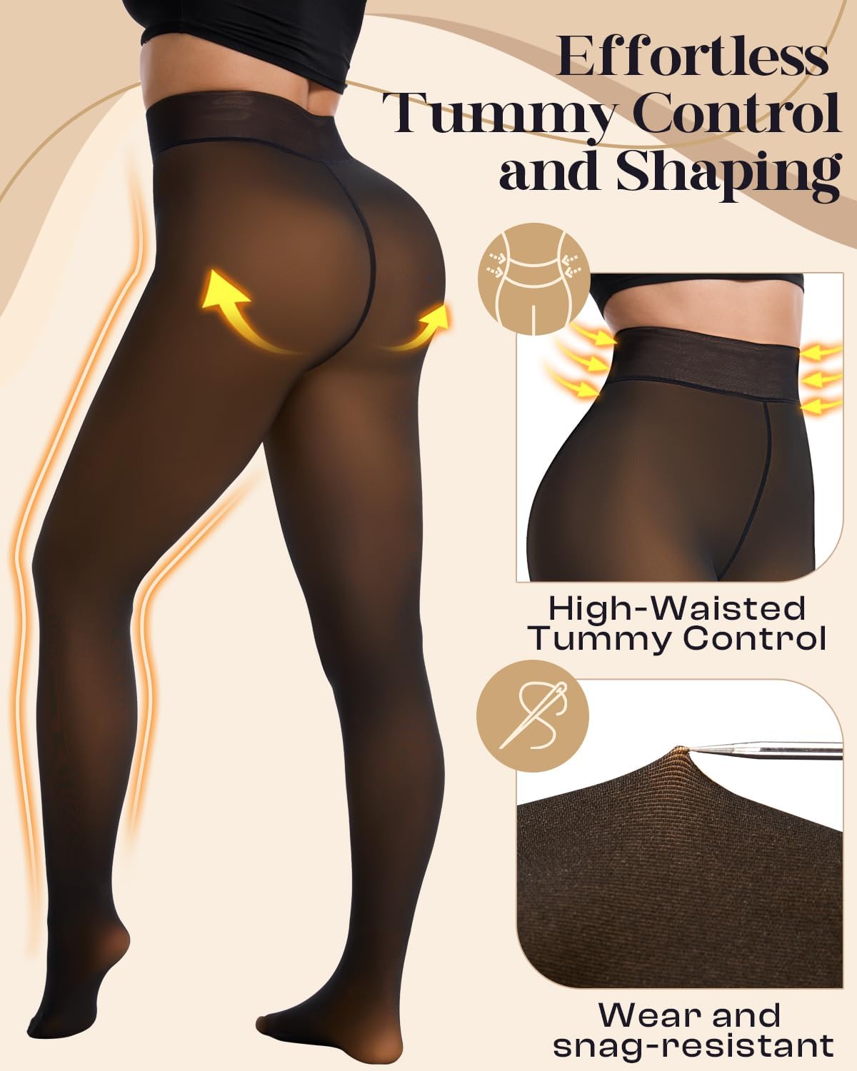 Fleece Lined Tights Leggings for Women, 230g Thick Thermal Tights