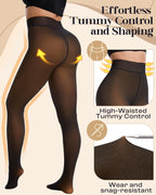 Fleece Lined Tights Leggings for Women, 230g Thick Thermal Tights