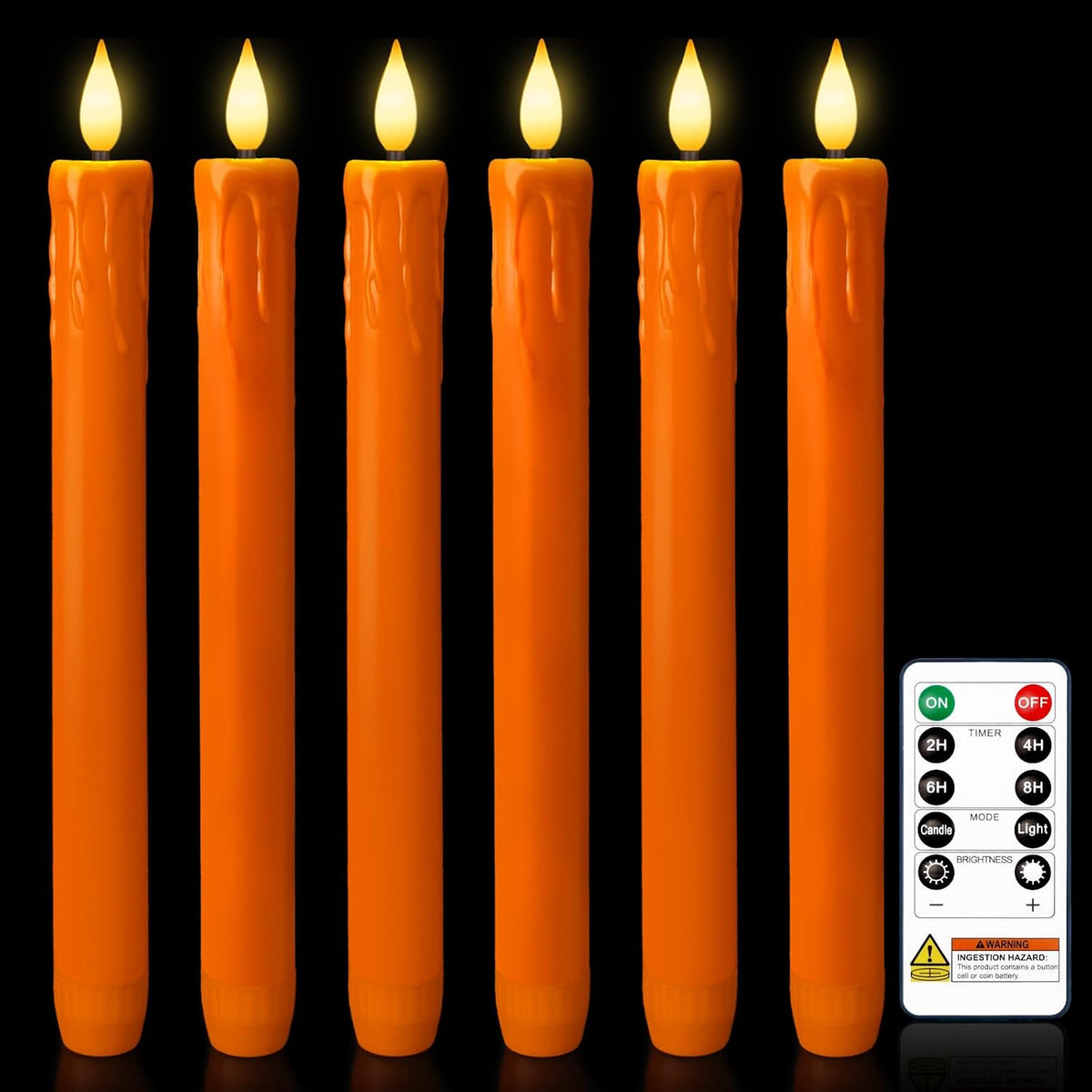 Homemory Real Wax LED Flameless Taper Candles with Remote Timer, 9.6 Inches Ivory Fake Candlesticks, Dripless Battery Operated Window Candle with 3D Flickering Flame for Fireplace Xmas Halloween