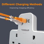 TESSAN Plug Adapter with 3 USB Ports, 2 Way MultiPlug Extension