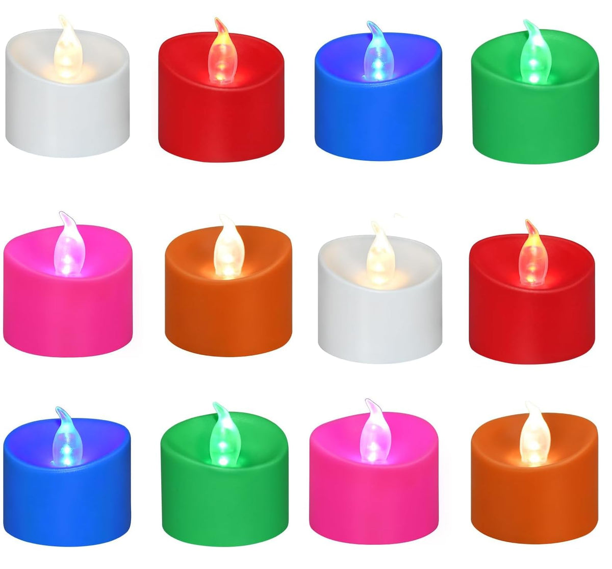 100 Pack Flickering LED Tea Lights, Last 100H+, Warm White Light