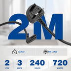Power Cable Compatible with Samsumg TV 3M, Mellbree Quality Safe Right Angle Suitable for Awkward Space Figure 8 Power Cable Compatible with Samsung, LG, Panasonic TV Black