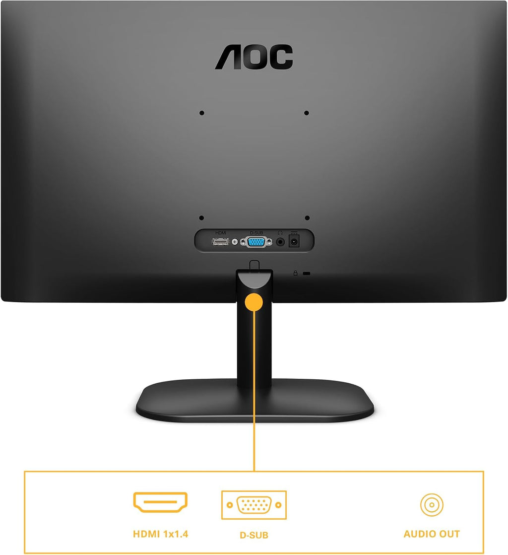 AOC 22B2H - 22 inch FHD Monitor, 75Hz, VA, 7ms Frameless design, Tilt, lowBlue Mode, Flicker Free (1920 x 1080 @ 75Hz, HDMI/VGA)