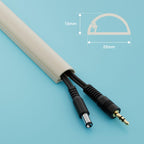 D-Line 30x15mm Cable Trunking 4m Multipack, Half Round Profile, Self-Adhesive Wire Cover, Paintable Cable Management - 10x 30mm (W) x 15mm (H) x 40cm Lengths and Accessories - Aluminium-Effect