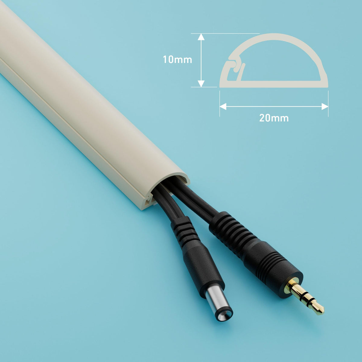 D-Line 30x15mm Cable Trunking 4m Multipack, Half Round Profile, Self-Adhesive Wire Cover, Paintable Cable Management - 10x 30mm (W) x 15mm (H) x 40cm Lengths and Accessories - Aluminium-Effect