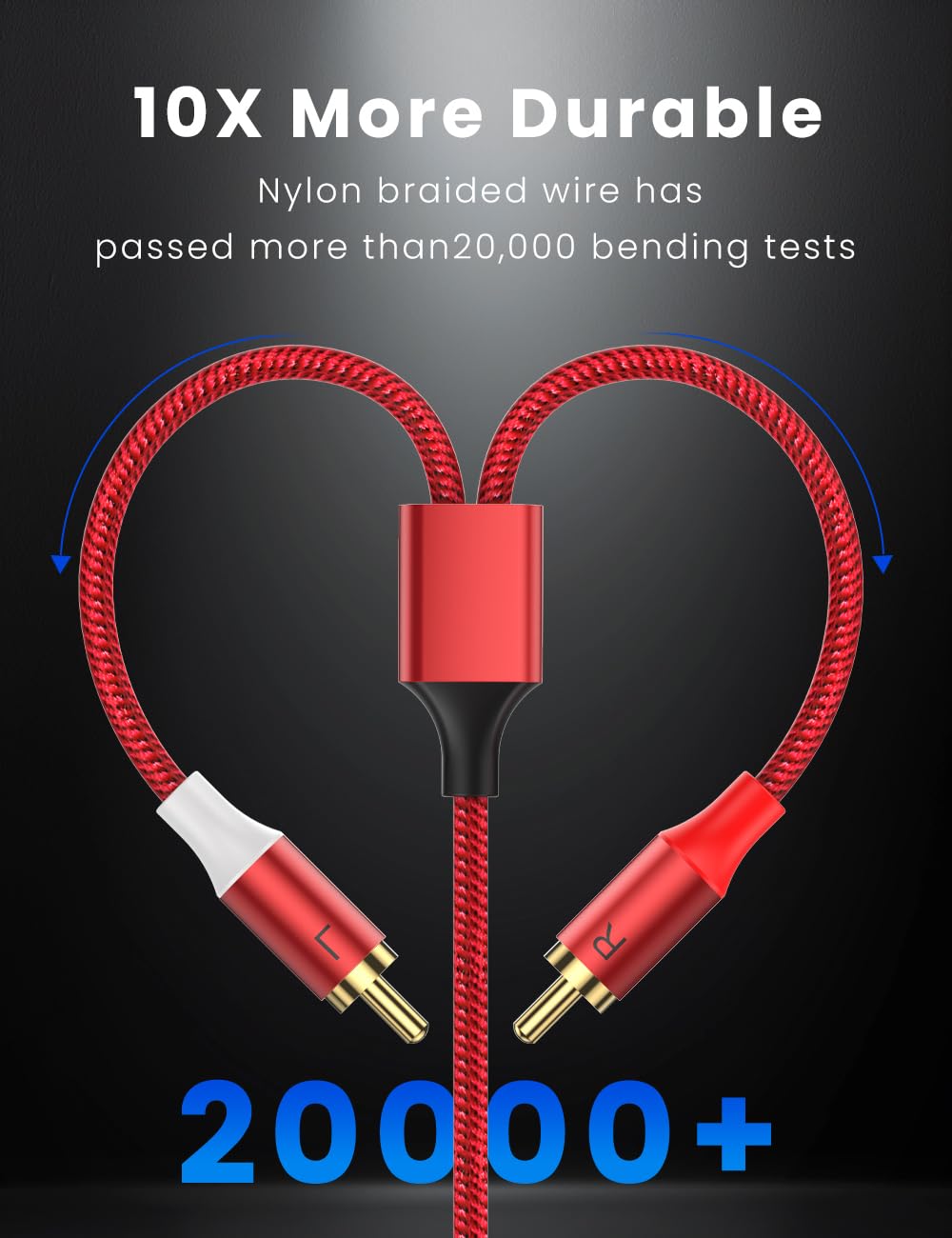 MOSWAG RCA Stereo Cable,2-Male to 2-Male RCA Audio Stereo Cable 10Ft/3M,RCA Cord Auxiliary Audio Cord Nylon Braided for Home Theater, HDTV, Amplifiers, Hi-Fi Systems, Car Audio, Speakers