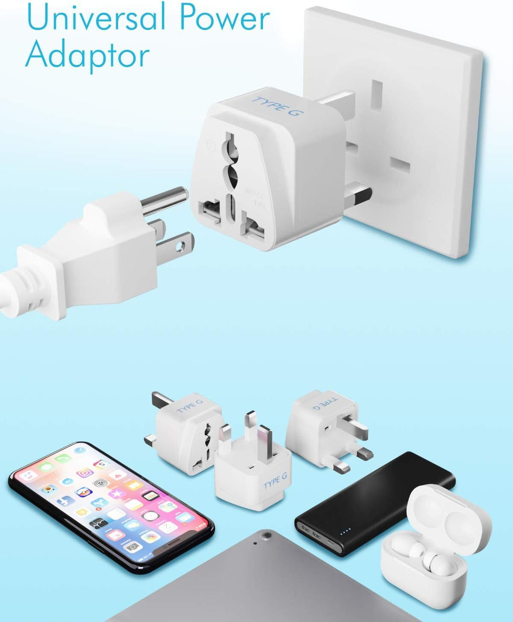 Ceptics 45W Universal Travel Adapter w/ 3 USB-A, 2 USB-C & Universal Input