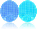 Baby Bath Brush, Baby Cradle Cap Brush, Silicone Massage Brush, Silicone Scrubbers Exfoliator Brush, Baby Skin Scrubbers Essential for Dry Skin, Cradle Cap and Eczema 2 Pack (Small-Blue&Green)