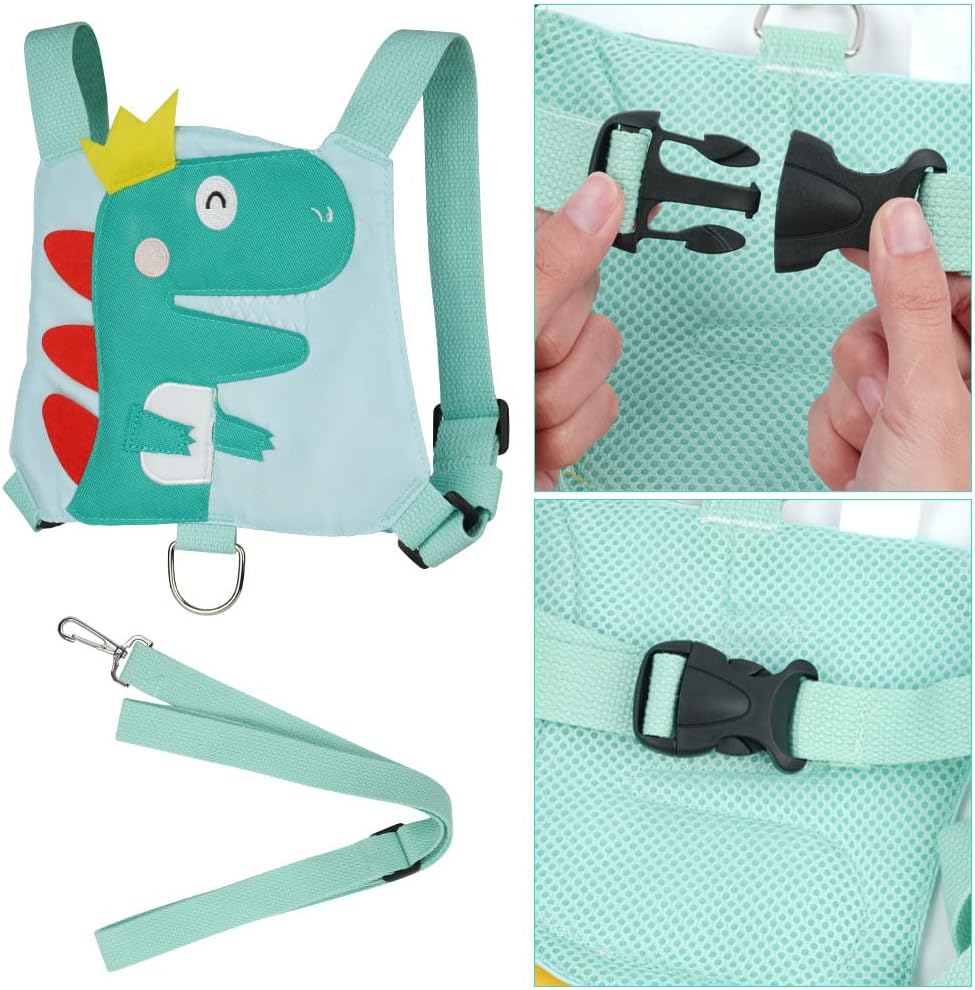 AOMIG Baby Reins, Baby Walking Reins and Toddler Safety Harness, Dinosaur Baby Reins Safety Leash for Toddlers Boys and Girls (Green)