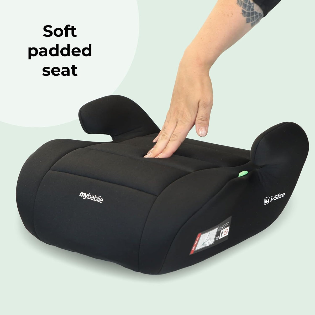 My Babiie MBCSB10 Booster Car Seat - Lightweight at 1kg, Approx. 6-12 Years (125-150cm, 22-36kg), R129, i-Size Backless Child Car Seat, Group 3, Compact, Portable, Ideal for Travel - Black