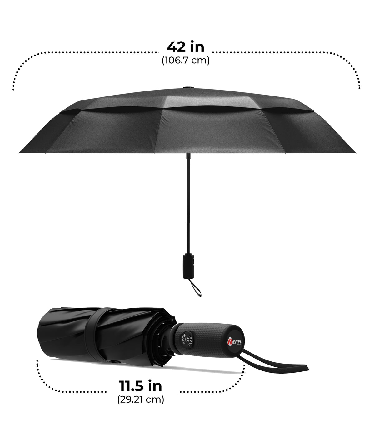 Repel Windproof Travel Umbrella - Compact & Withstands Winds up to 100MPH, Strongest Premium Auto Folding Umbrella for Rain and Sun - Durable, Light & Portable for Women & Men, Fits Backpack & Cars