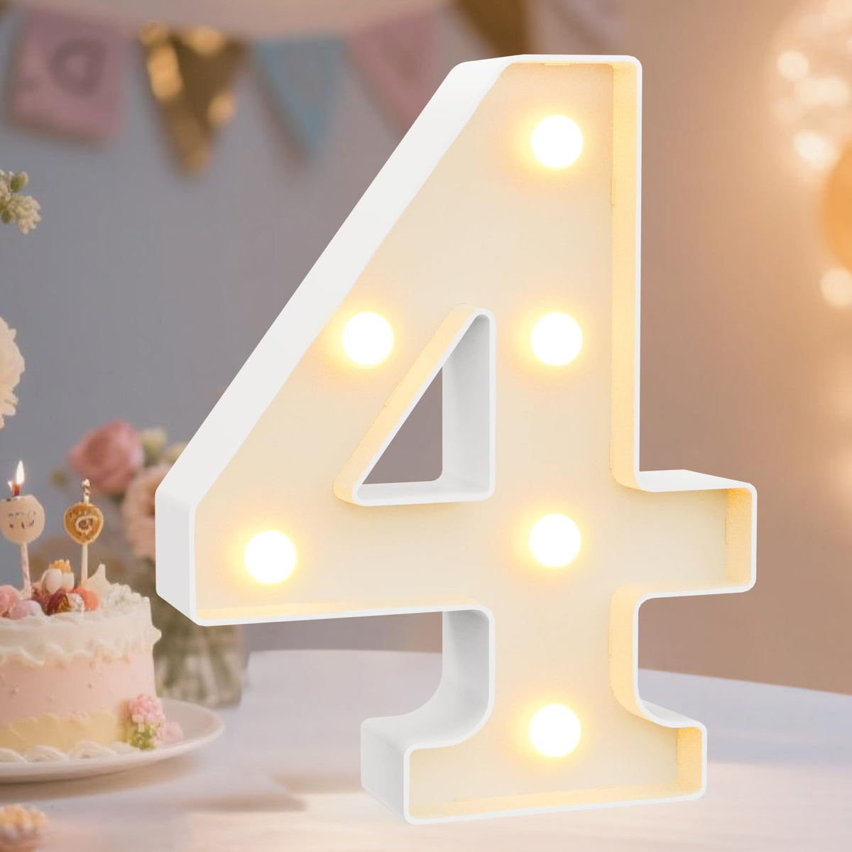 Pooqla 2.4FT Light Up Numbers, Marquee Numbers 2.4 Feet Tall Party Decor for Her Him, Mosaic Big Sign for 7th 17th 70th Birthday Anniversary Decoration Backdrop, Large Pre-Cut Frame Number 7
