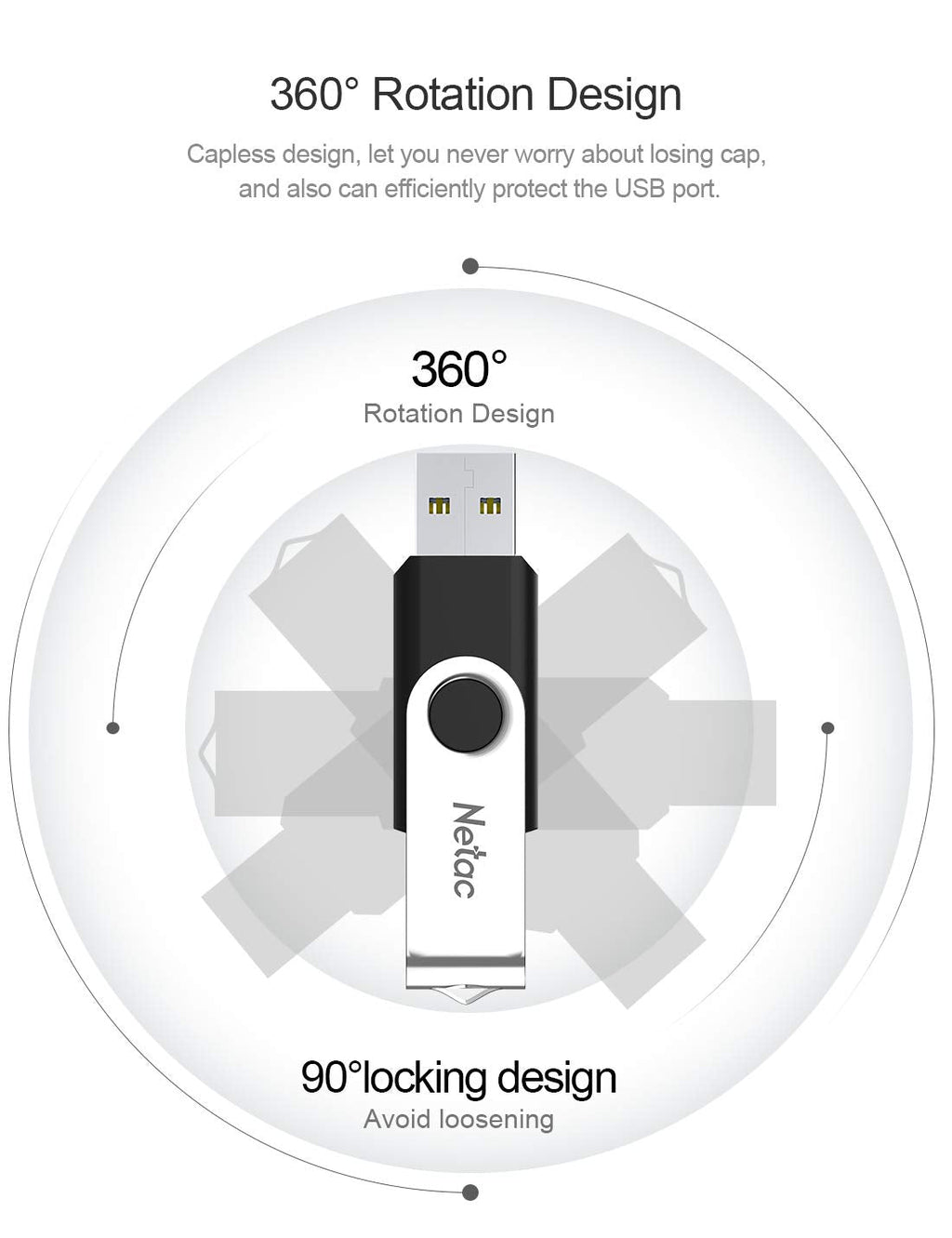Netac 64GB USB 3.2 Flash Drive, High Speed Swivel Design Memory Stick,Up to 90/30 MB/s(R/W) Pen Drive, Thumb Drive for Data Storage, Zip Drive and jump Drive with LED Light