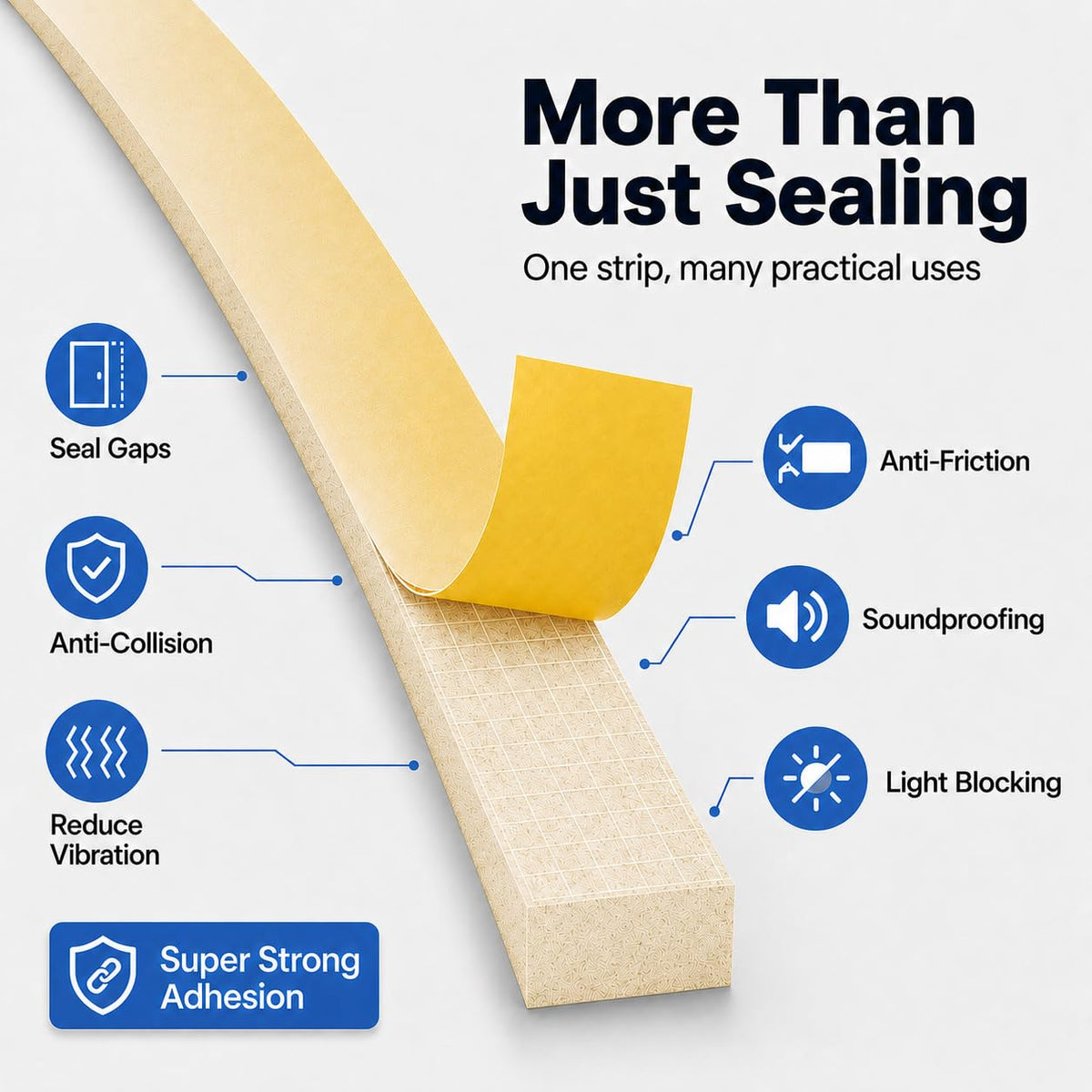 EVA Weather Stripping Foam Insulation Tape with Adhesive Foam Door Seal Weather Strip for Door Frame/Window/Gaps/Insulation/Buffer