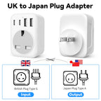 2 Pack UK To European Plug Adapter, 5 IN 1 European Travel Adaptor with 2 USB C & 2 USB A, EU Plug Adapter for Germany Spain France Turkey Greece etc (Type E/F)