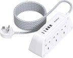 Extension Lead with USB Slots, 6 Way Outlets 5 USB (5A, 3 USB- C Port),1.6M