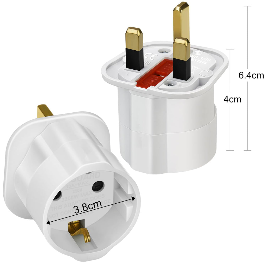 VGUARD European to UK Plug Adaptor, BS8546 Certified EU to UK Adapter