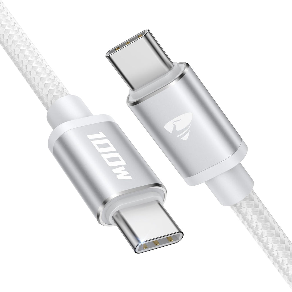 USB-C to C 1M 100W PD3.0 Fast Charging Cable - Compatible with MacBook Pro, iPad Air, iPhone 15, Samsung S23/S22/S21 Ultra, Pixel 7/6, Switch, PS5