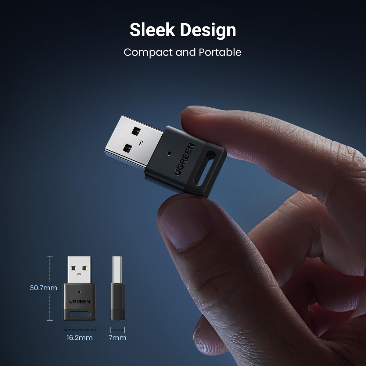 UGREEN Bluetooth 5.4 Adapter, USB Bluetooth Dongle for PC, Plug & Play