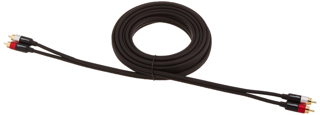 Amazon Basics 2 RCA Cables for Amplifier, Active Speakers or Subwoofer, 1.2 m, Black