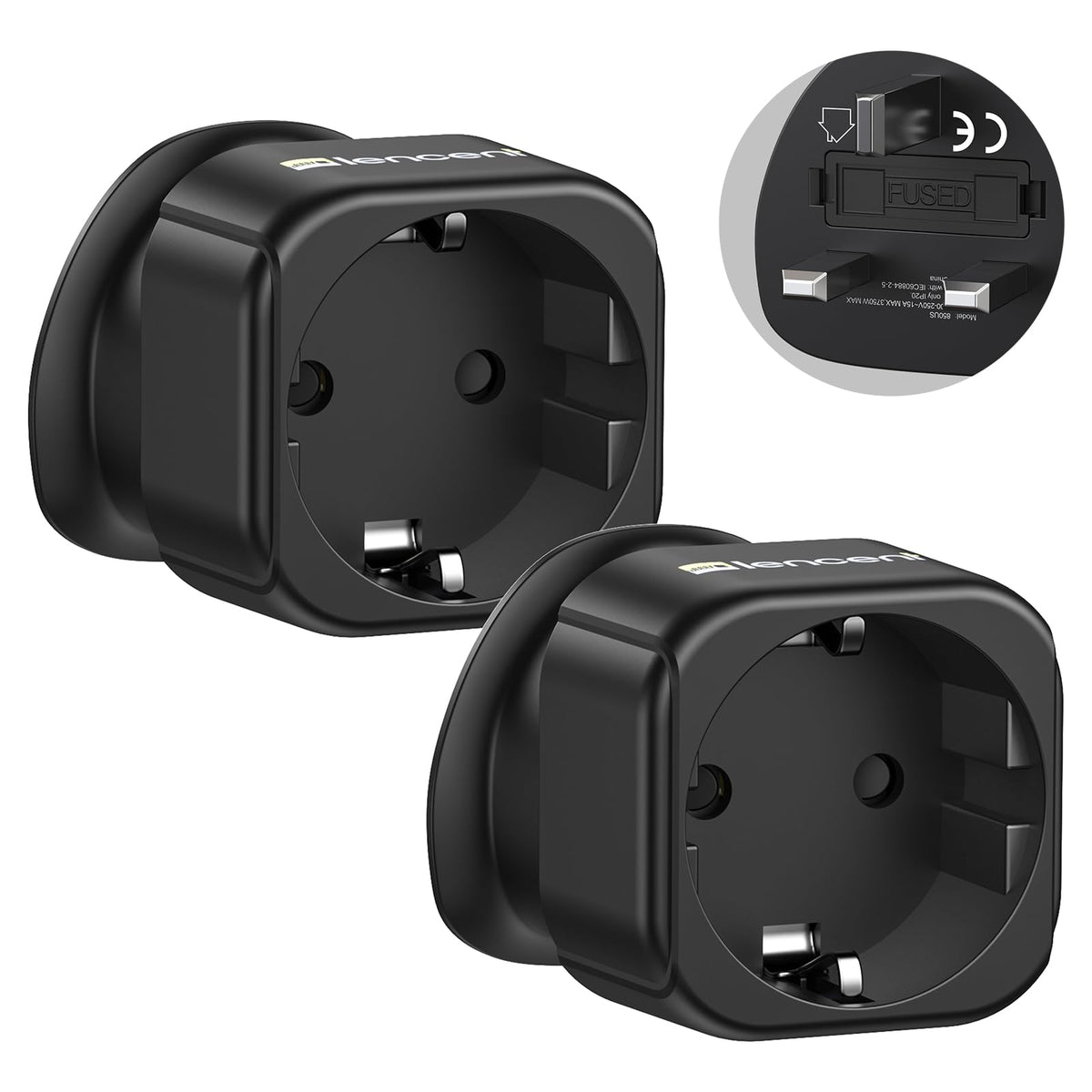 LENCENT 2 Pack EU to UK Plug Adapter