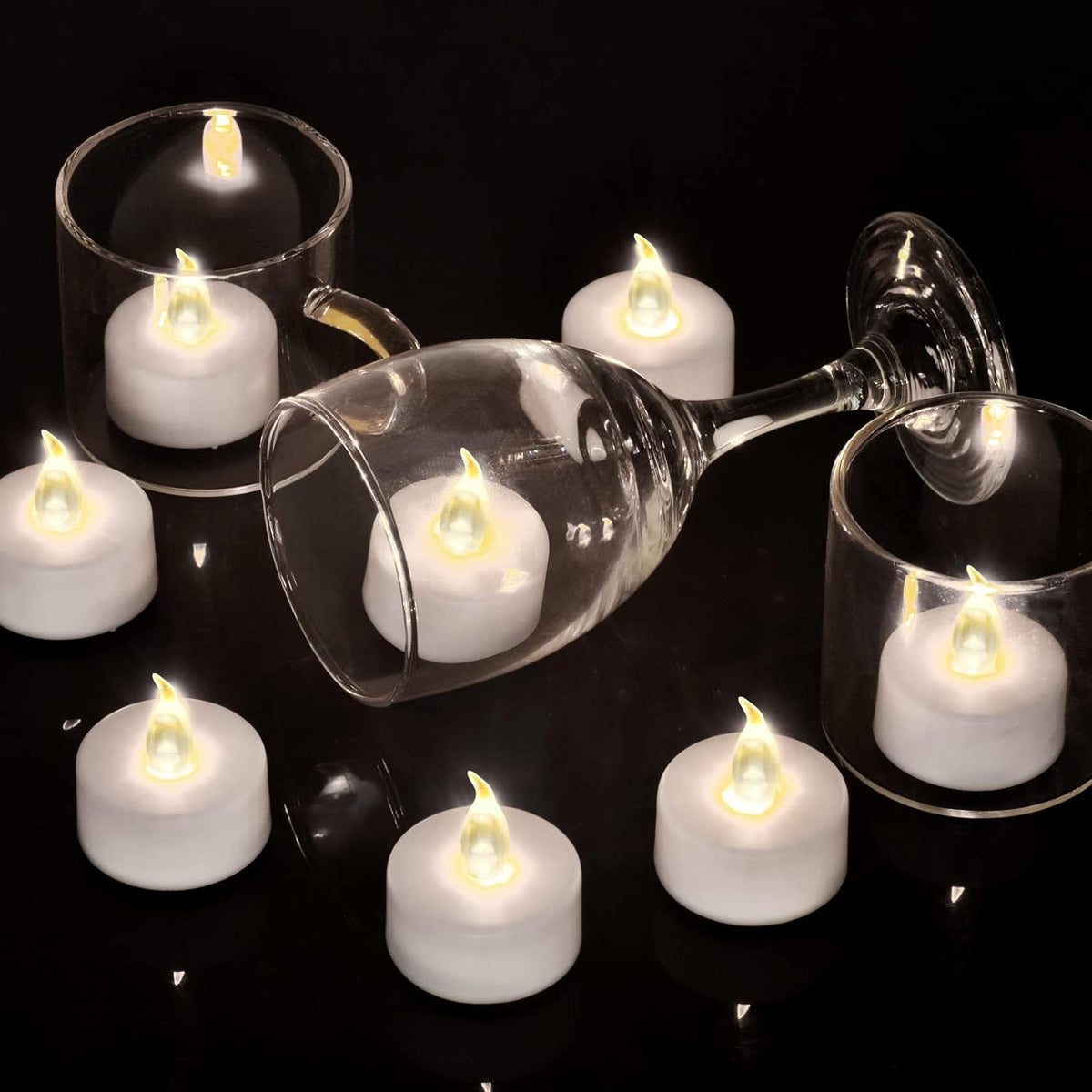 Battery Operated LED Tea Lights Flameless Flickering Candles 50PACK Blue