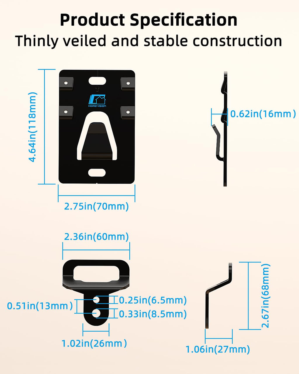 HOME VISION Heavy Duty Fixed TV Wall Bracket for 32-86 Inch Flat Screens