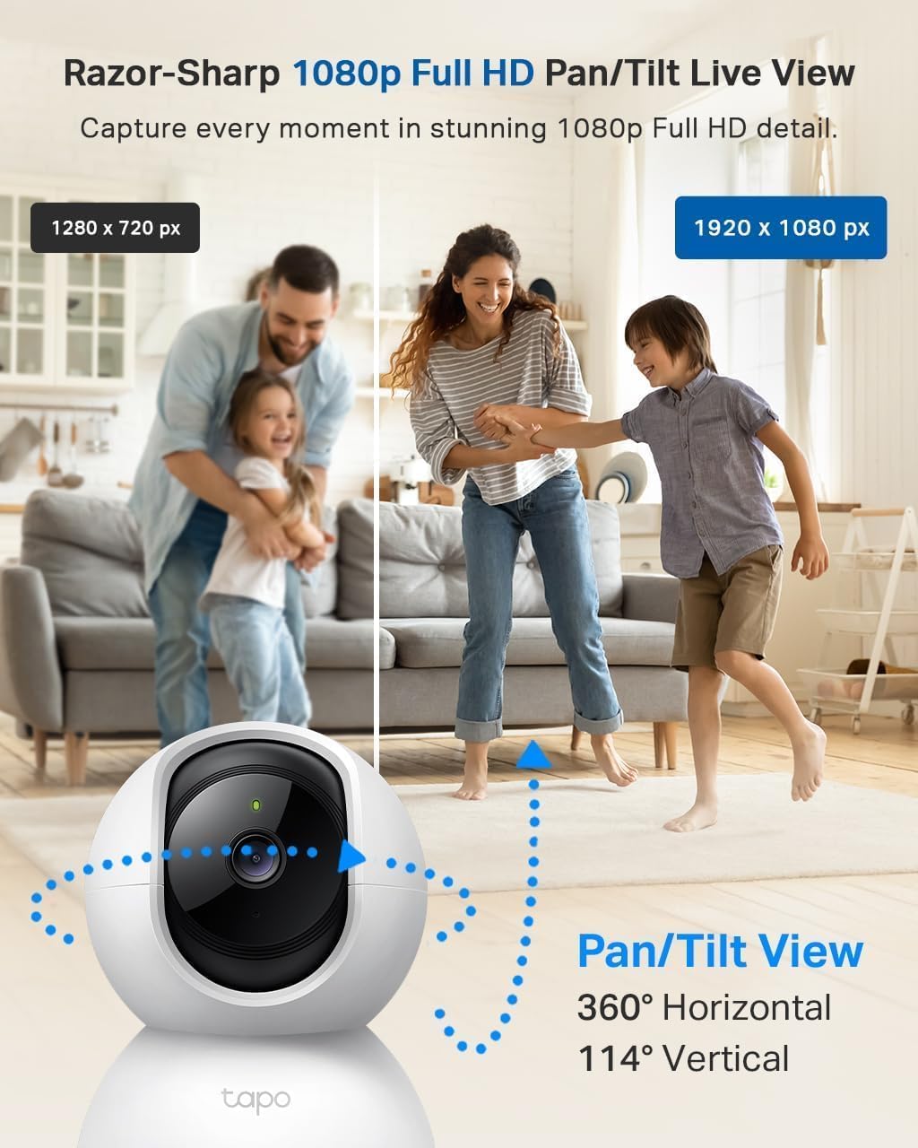 Tapo TC70 Full HD Pan/Tilt Indoor Security Camera Pet Camera House Security