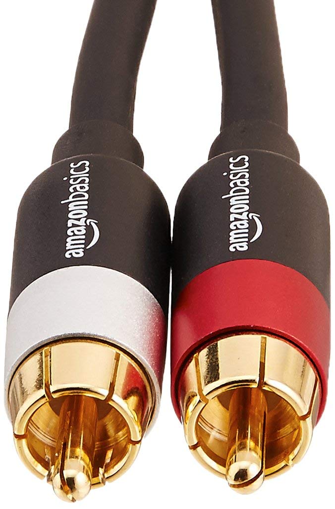 Amazon Basics 2 RCA Cables for Amplifier, Active Speakers or Subwoofer, 1.2 m, Black