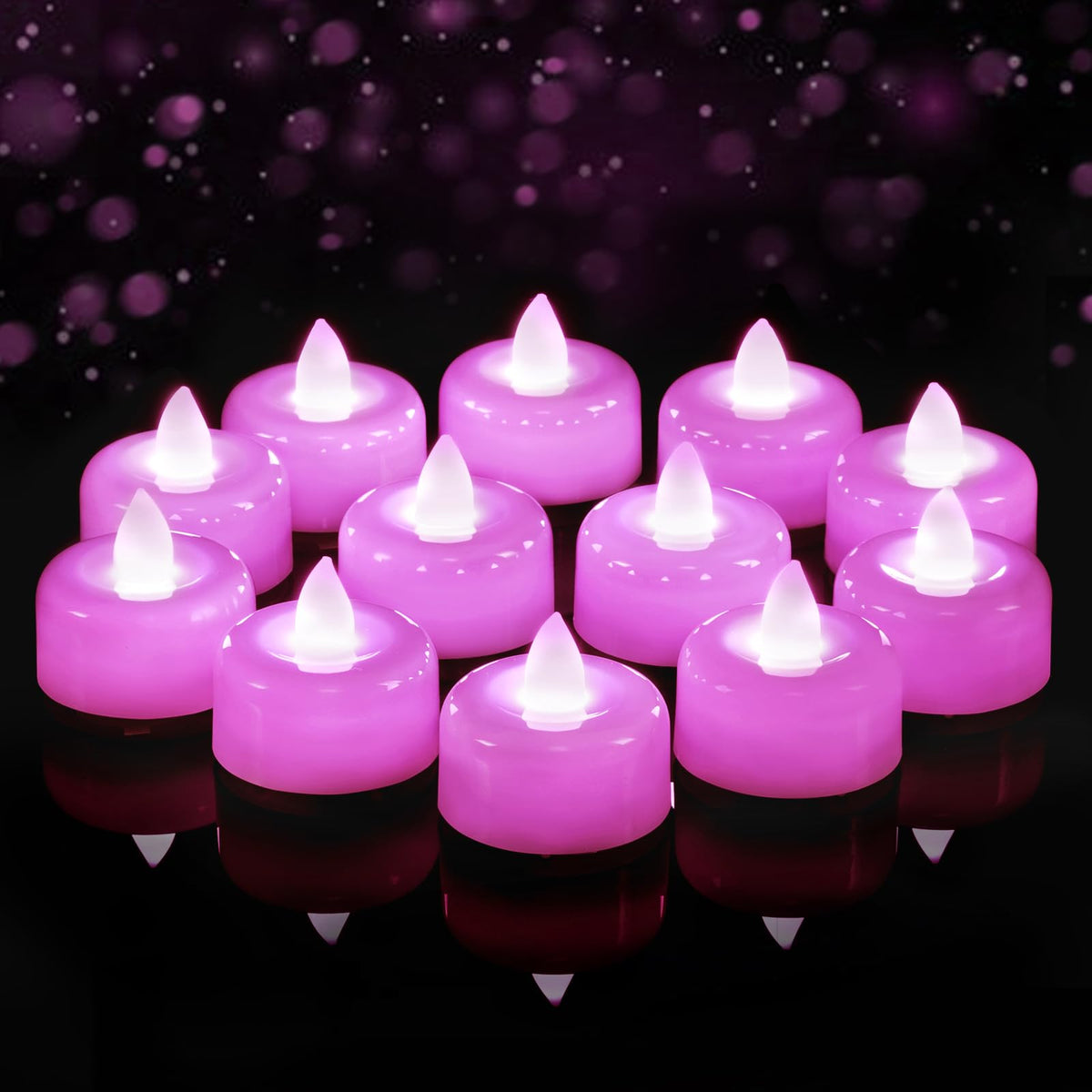 Amagic 24Pack Purple Flameless LED Tea Lights Candles Battery Operated