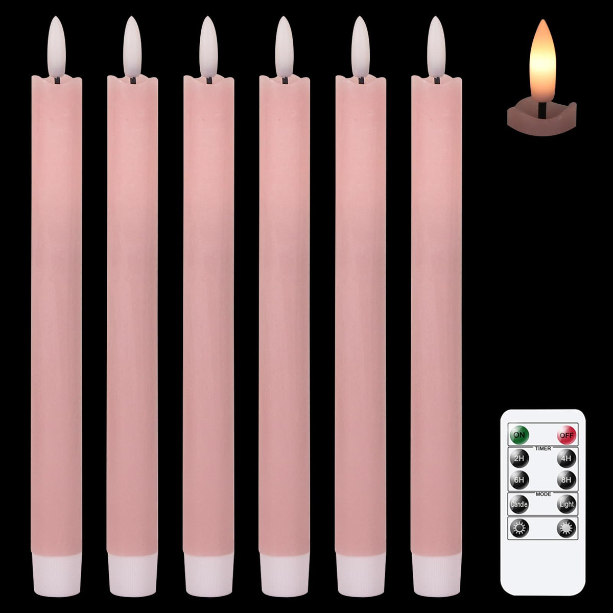 GenSwin Christmas Tree Flameless Taper Candles candlesticks Remote Timer
