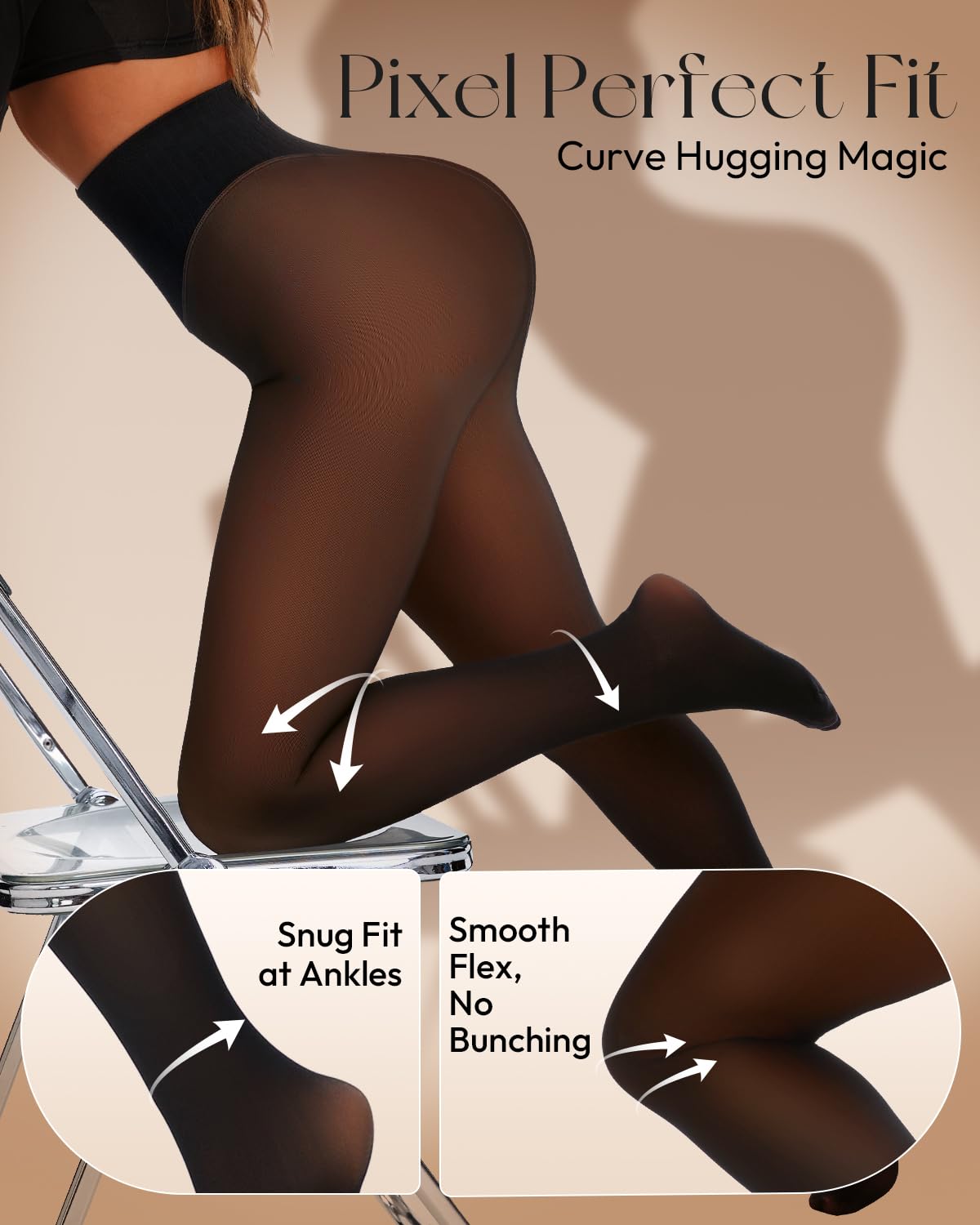 Fleece Lined Tights Leggings Women High Waist Sheer Thermal Tights