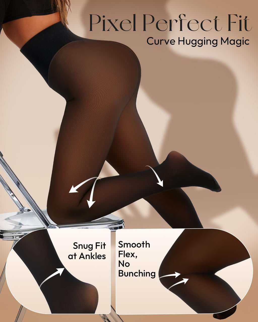 Fleece Lined Tights Leggings Women High Waist Sheer Thermal Tights
