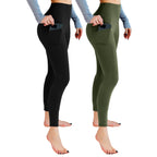 Leafigure 2-Pack High Waist Gym Leggings with Pockets for Women
