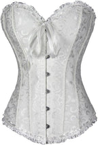 PhilaeEC Women's Plus Size Bridal Lingerie Lace up Satin Boned Corset + G-string