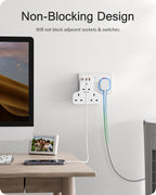 LENCENT Plug Extension Socket, 3 Way Multi Plug Socket with 3 USB Ports