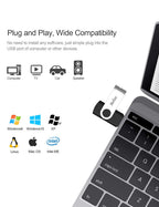 Netac 64GB USB 3.2 Flash Drive, High Speed Swivel Design Memory Stick,Up to 90/30 MB/s(R/W) Pen Drive, Thumb Drive for Data Storage, Zip Drive and jump Drive with LED Light