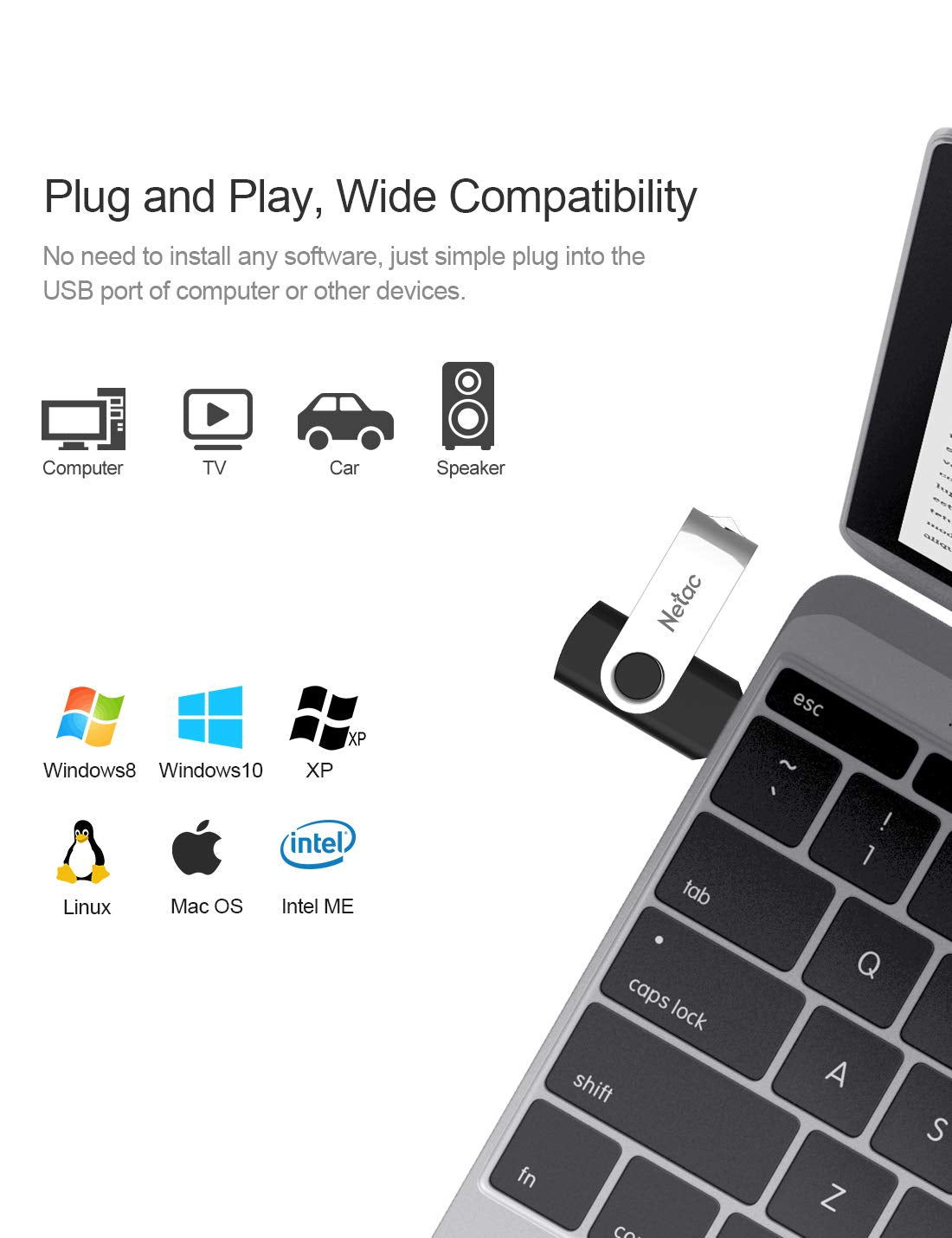 Netac 64GB USB 3.2 Flash Drive, High Speed Swivel Design Memory Stick,Up to 90/30 MB/s(R/W) Pen Drive, Thumb Drive for Data Storage, Zip Drive and jump Drive with LED Light