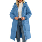 Winter Jacket Women Long With Hood, Plus Size Puffer Jackets For Women Uk,Ladies Coats And Jackets With Pockets Windproof Coats Black Parka Coat For Outdoor Hiking Travel