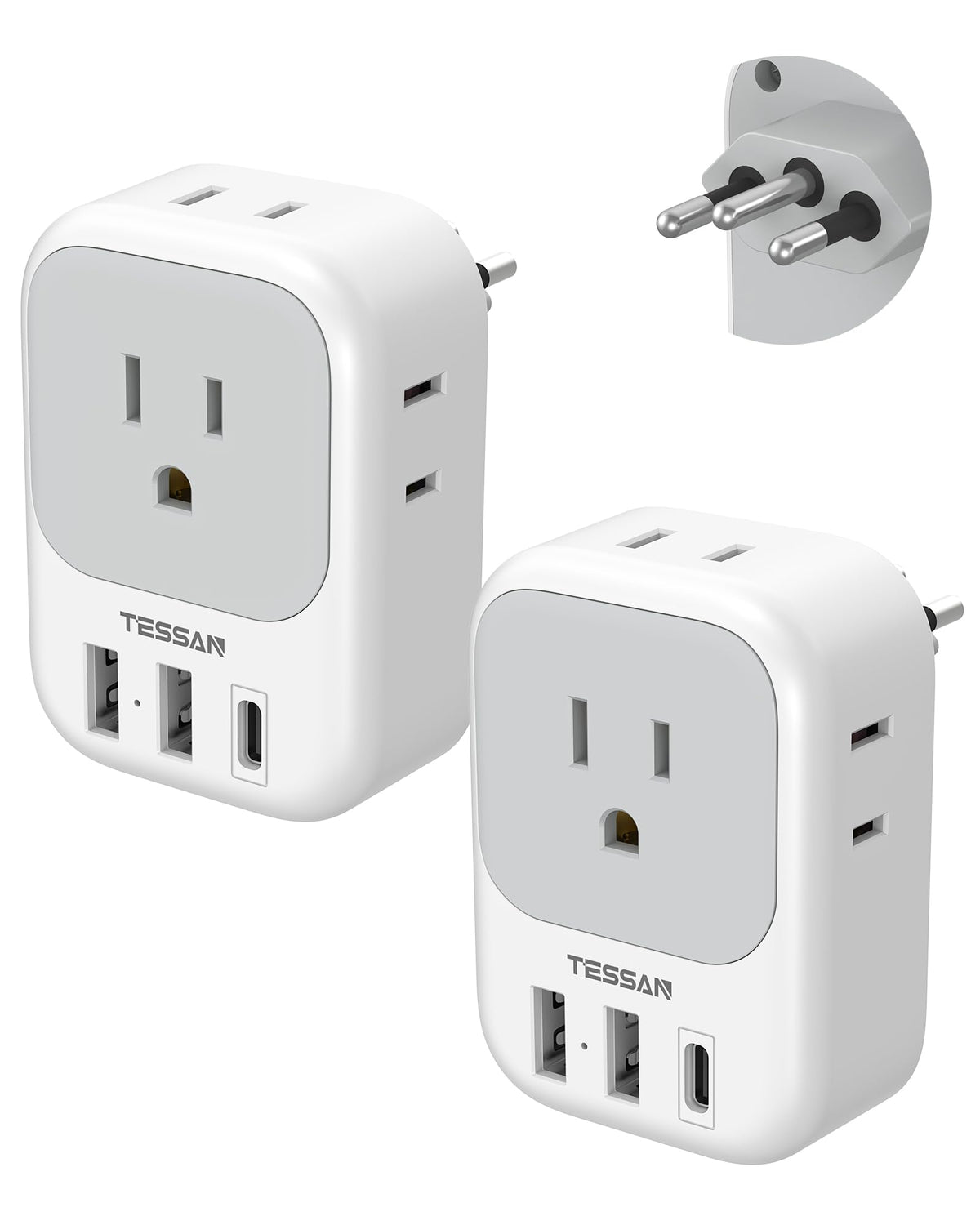 TESSAN European Travel Plug Adapter 2 Pack, Type C Plug